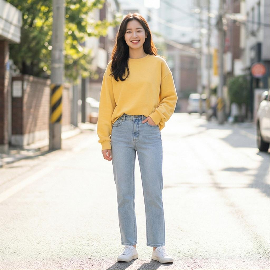 중청 데님 팬츠: 실패 없는 데일리룩