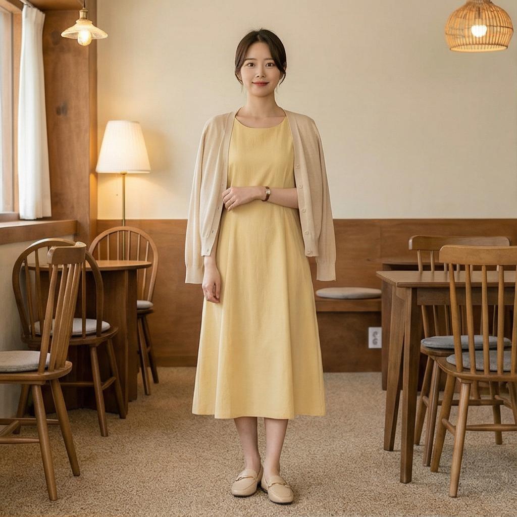 얇은 가디건: 차분하고 부드러운 데일리 룩