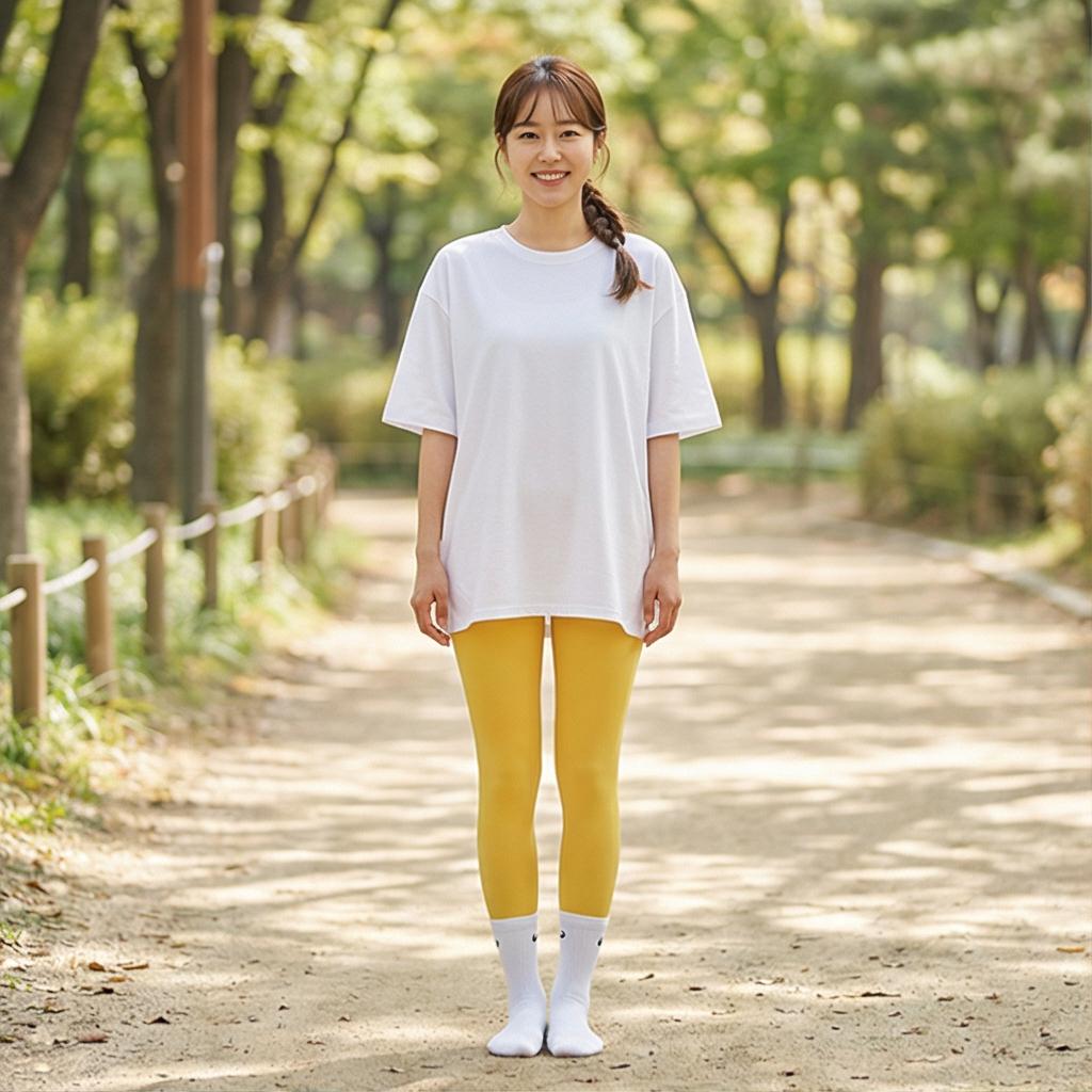 오버핏 흰색 롱 티셔츠: 편안한 산책 룩