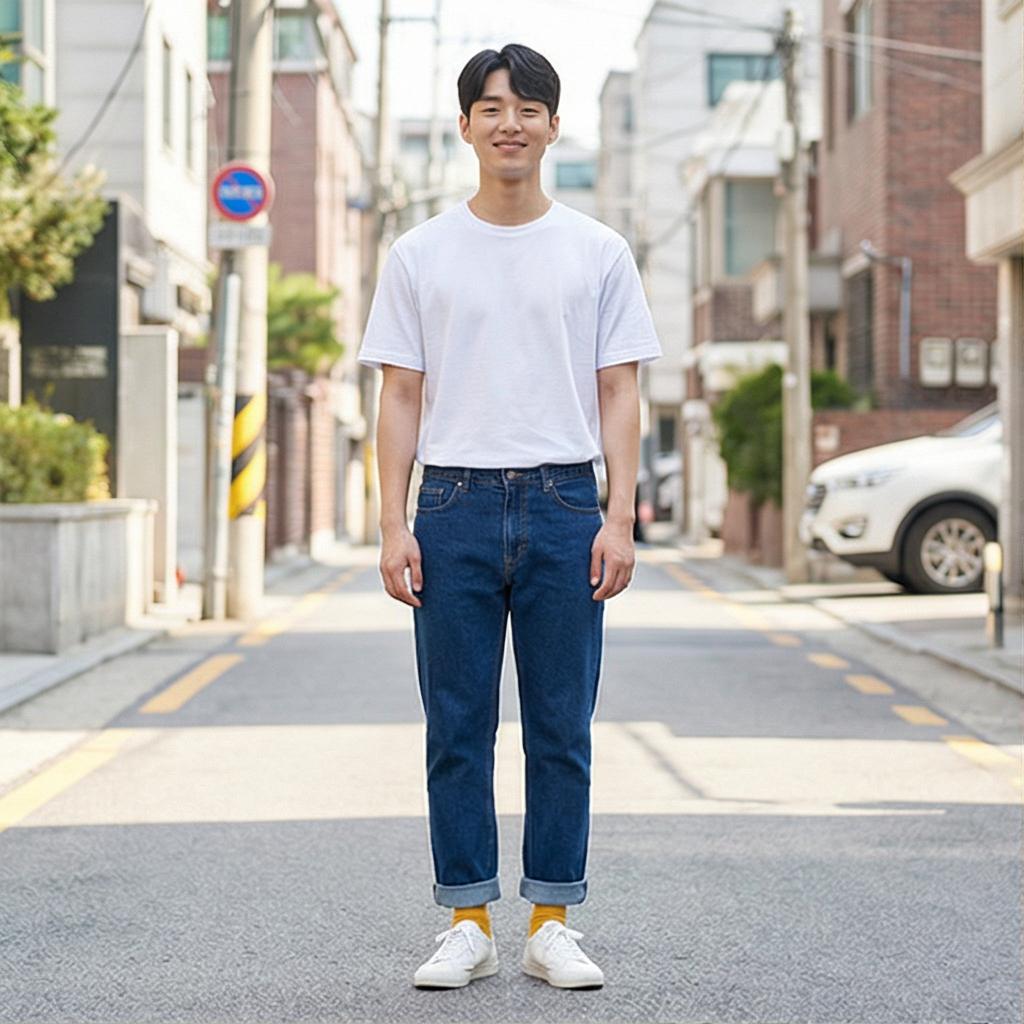 진청 데님 팬츠: 활기찬 데일리룩