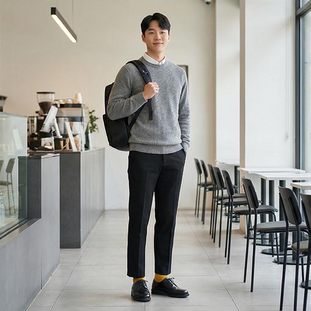 검정색 슬랙스: 세련된 포인트 미니멀룩