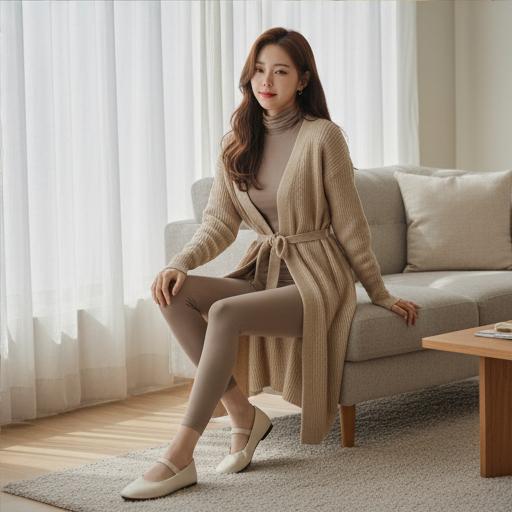 롱 카디건과 로브: 우아하고 포근한 마실 룩