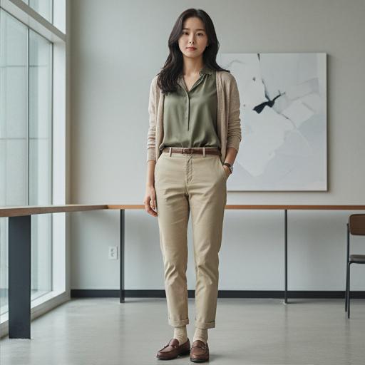 치노 팬츠와 로퍼: 단정한 비즈니스 캐주얼룩