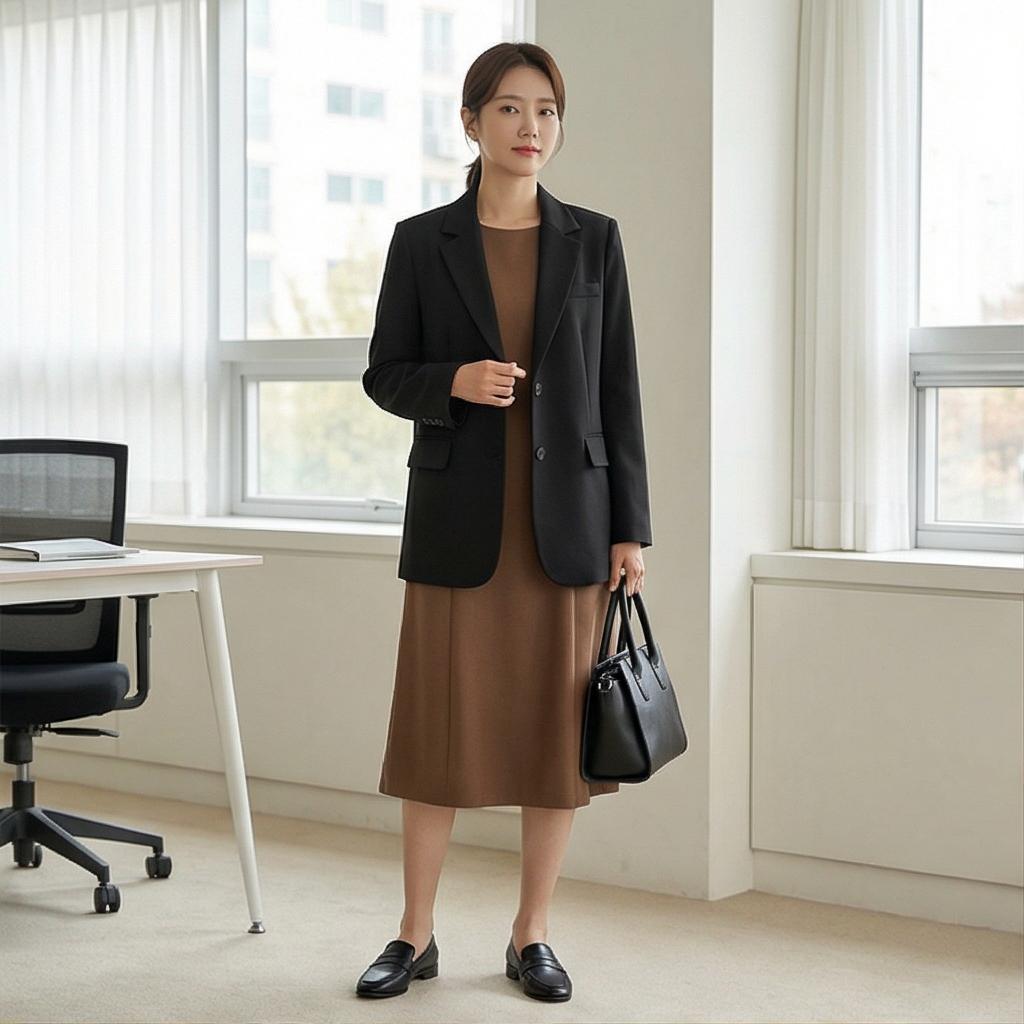 블랙 자켓: 단정한 오피스 룩