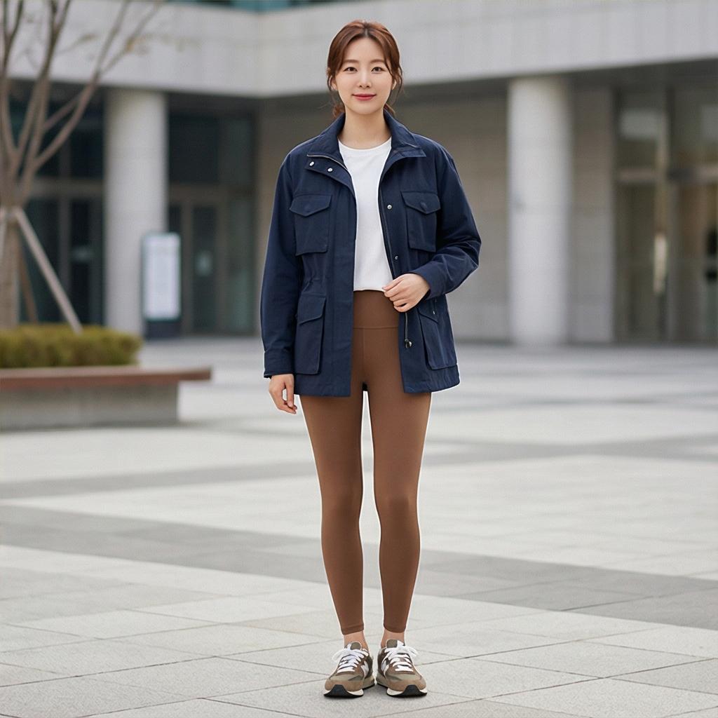 네이비 야상 점퍼: 세련된 나들이룩