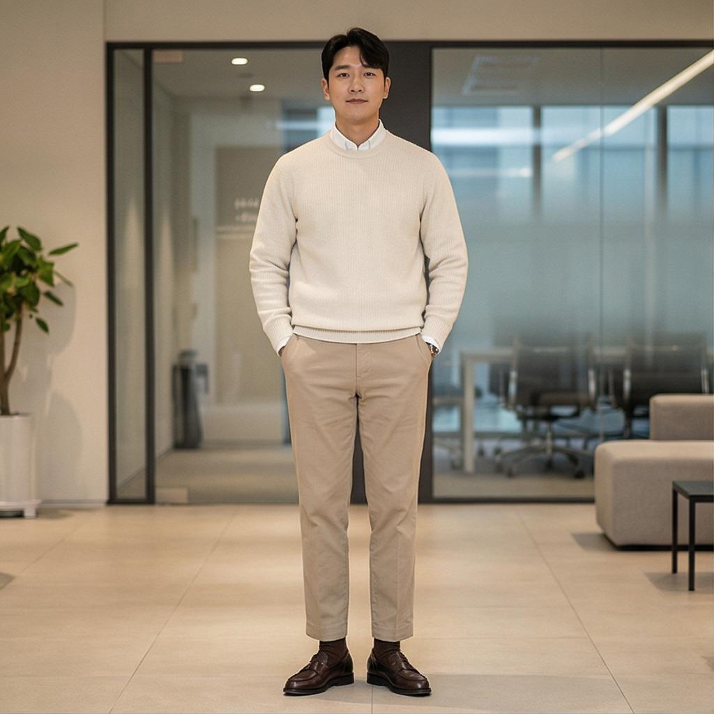 베이지색 면바지: 편안한 비즈니스 캐주얼룩