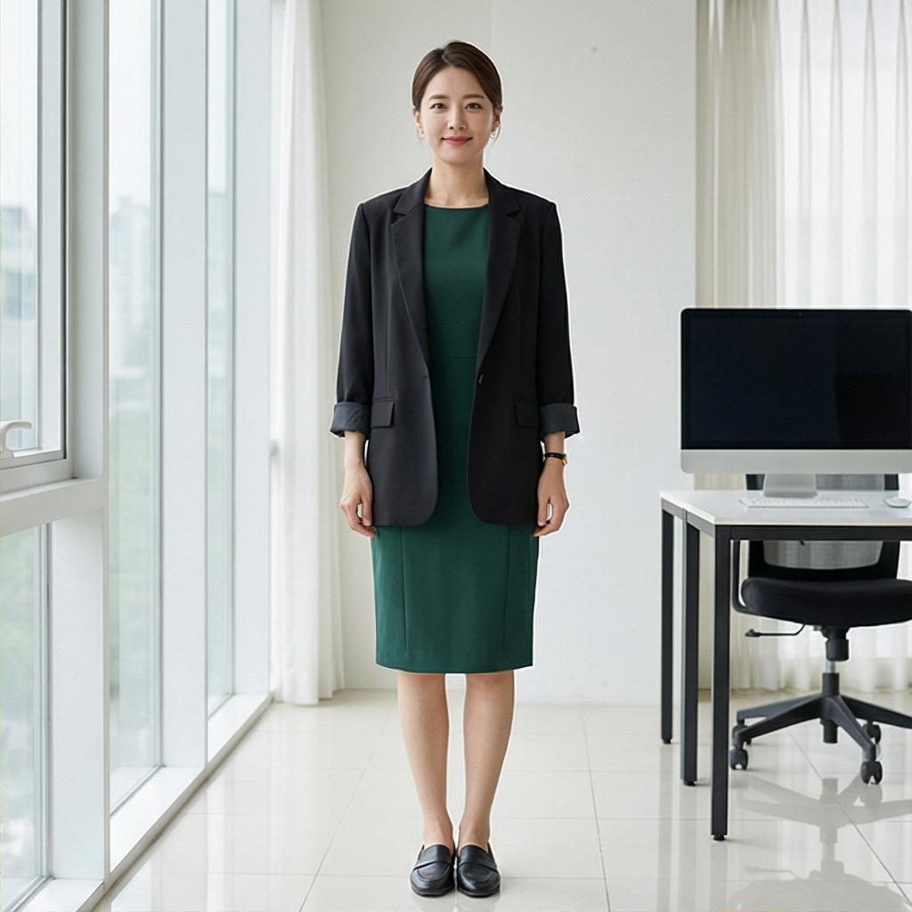 검정색 자켓: 단정한 오피스 룩
