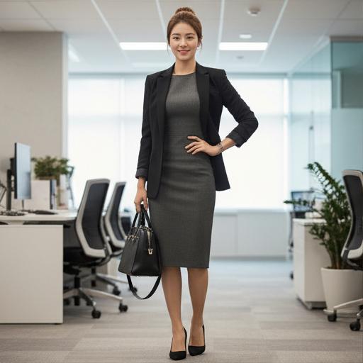 블랙 자켓: 차분하고 단정한 오피스룩