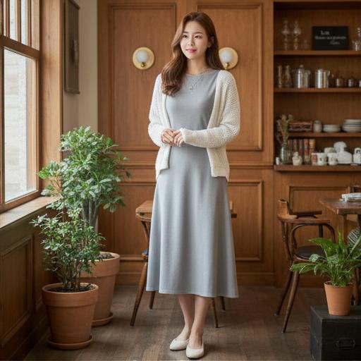 흰색 가디건: 부드러운 인상의 데일리룩