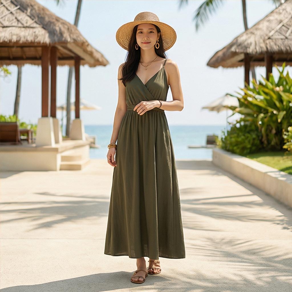 라탄 모자 & 샌들: 시원한 여름 바캉스 스타일