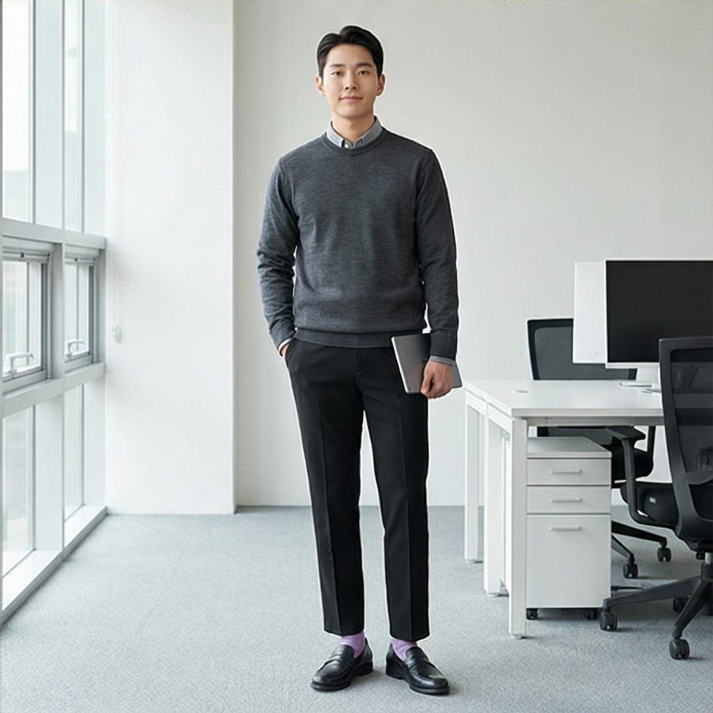 블랙 슬랙스: 단정한 비즈니스 캐주얼