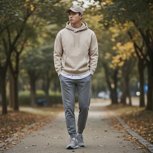 회색 조거 팬츠: 집 근처 마실 나갈 때 제격인 이지룩