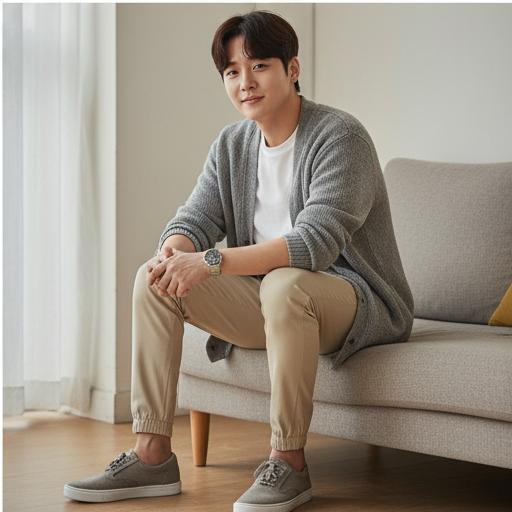 그레이 니트, 가디건: 부드러운 인상의 데이트 룩