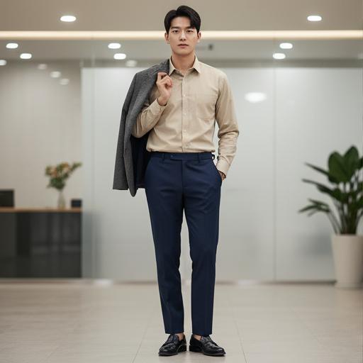 네이비 슬랙스: 출근룩