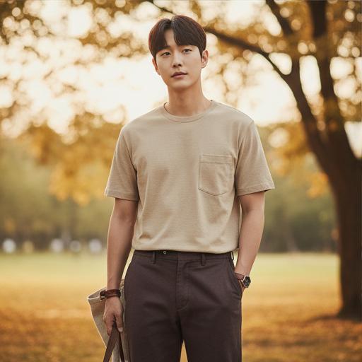 카키색 면바지: 부드러운 가을 감성 룩