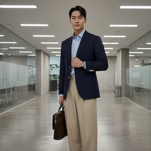 네이비 블레이저: 세미 포멀 출근룩