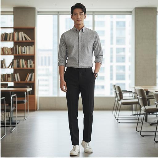 회색 셔츠: 세련된 비즈니스 캐주얼룩