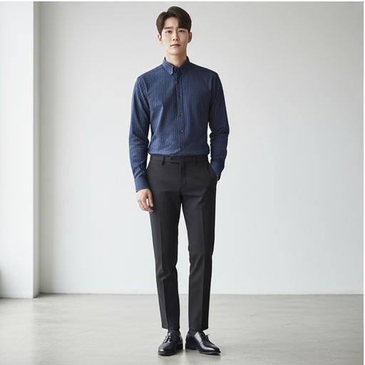 블루 셔츠: 클래식 출근룩