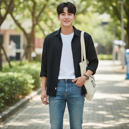 연청/중청 데님 팬츠: 꾸안꾸 데일리룩