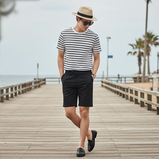 스트라이프 티셔츠: 경쾌한 바캉스룩