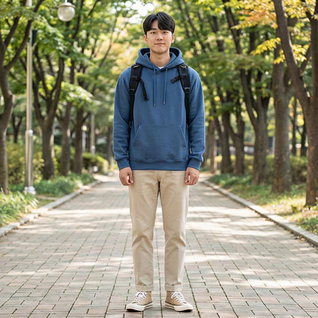 베이지색 면바지: 단정한 캠퍼스 스타일