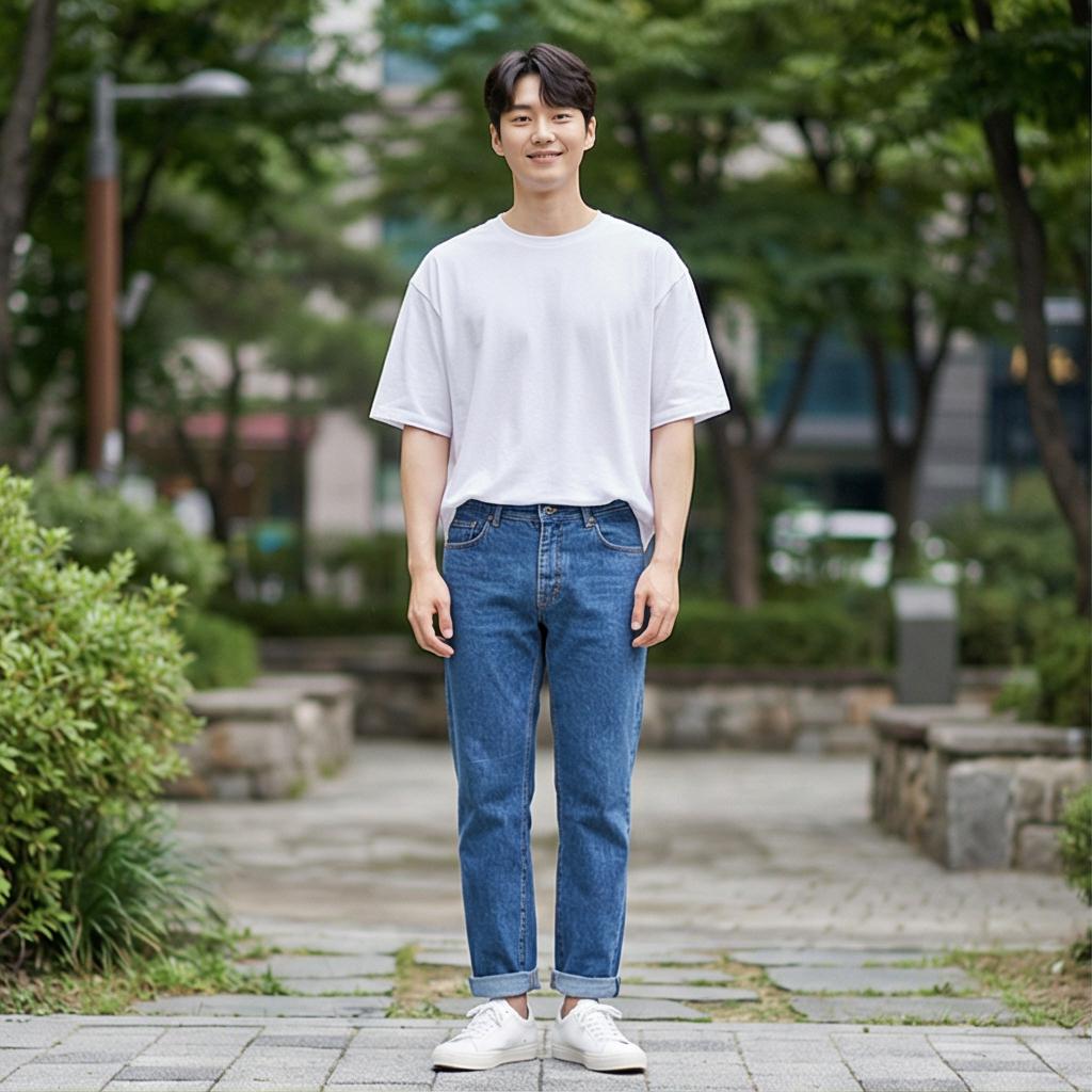 흰색 무지 티셔츠: 깔끔한 데일리룩