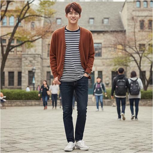 체크 셔츠나 스트라이프 티: 심심하지 않은 캠퍼스 룩