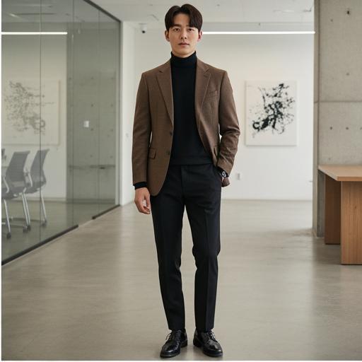 검은색 슬랙스와 니트:  비즈니스 캐주얼룩