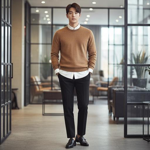 흰색 셔츠 레이어드: 보온성과 격식을 챙긴 비즈니스 캐주얼룩