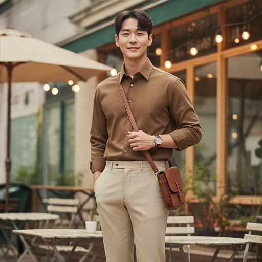 베이지 면바지: 부드러운 인상의 데이트룩