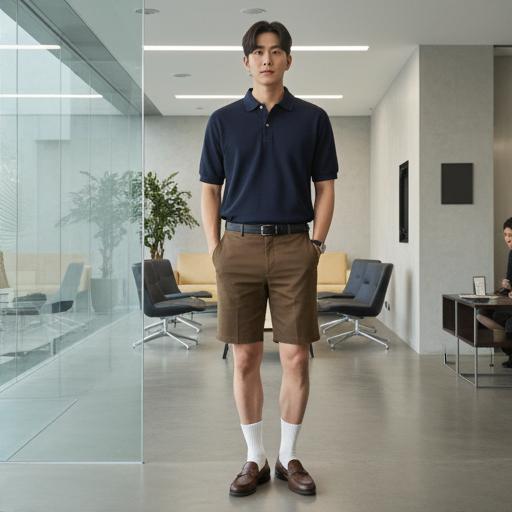 네이비 피케 셔츠: 단정한 비즈니스 캐주얼룩