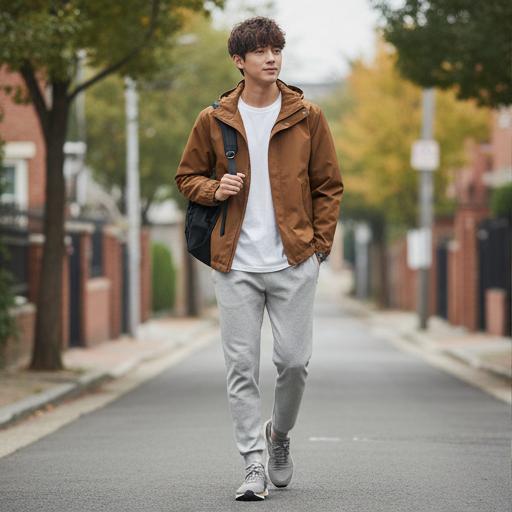 회색 조거 팬츠: 편안한 동네 마실 룩