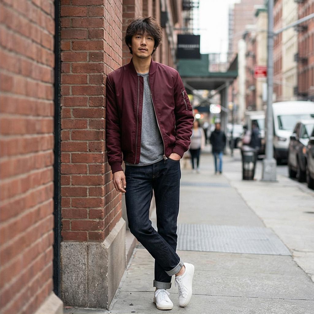 진청 데님 팬츠: 활동적인 주말 나들이 룩