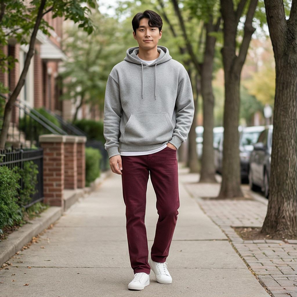 그레이 맨투맨 & 후드 티셔츠: 편안한 데일리 룩