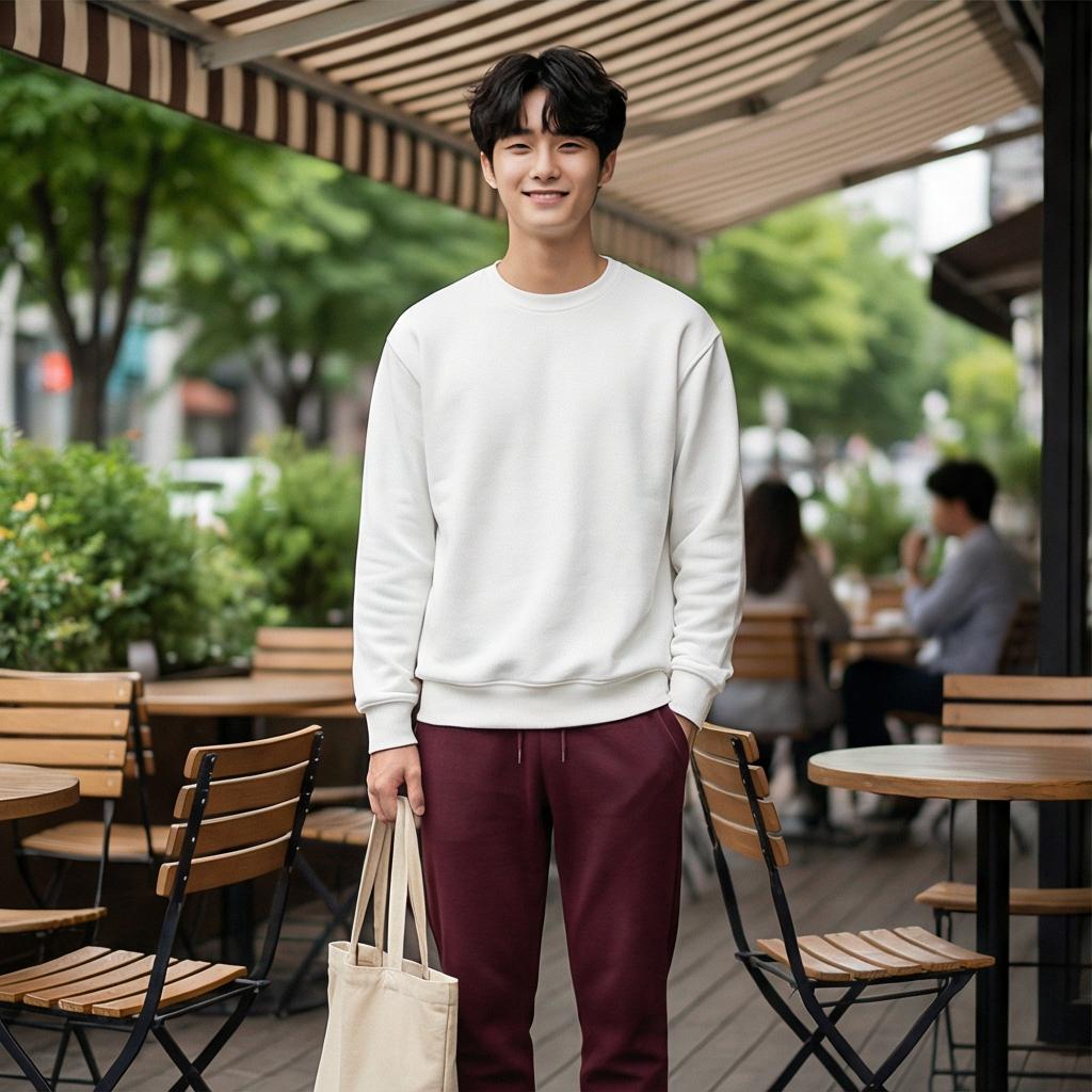 흰색 맨투맨: 산뜻한 나들이 룩