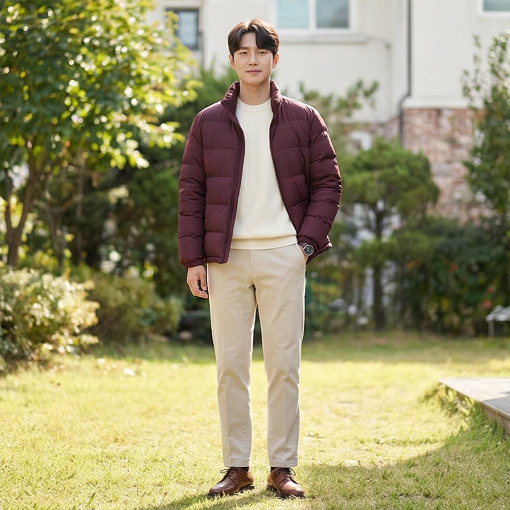 베이지 면바지: 부드럽고 따뜻한 나들이 룩