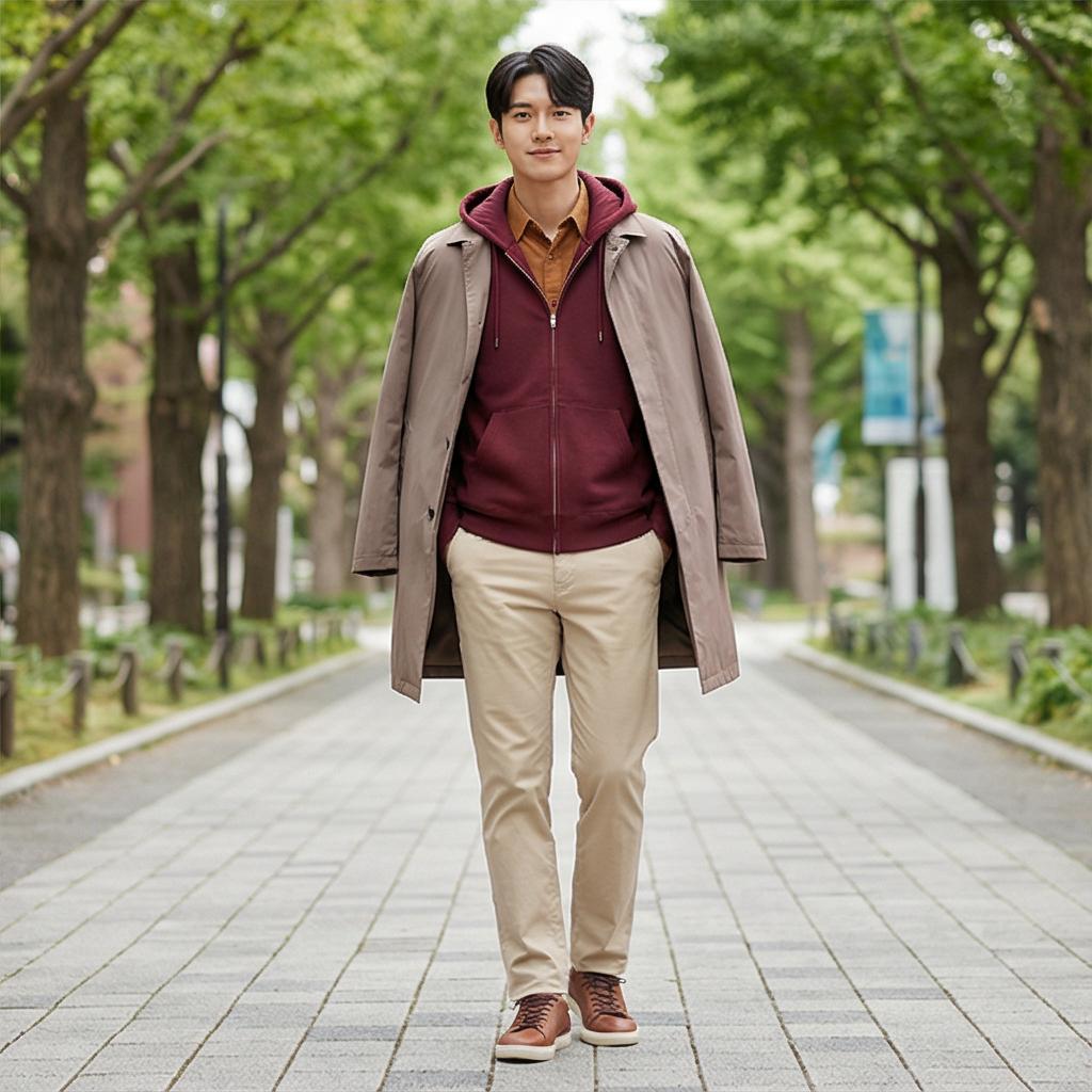 베이지 면바지: 부드러운 인상의 캠퍼스 룩