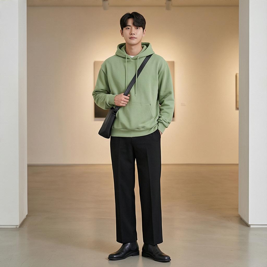 블랙 와이드 슬랙스: 모던한 미니멀 캐주얼 스타일