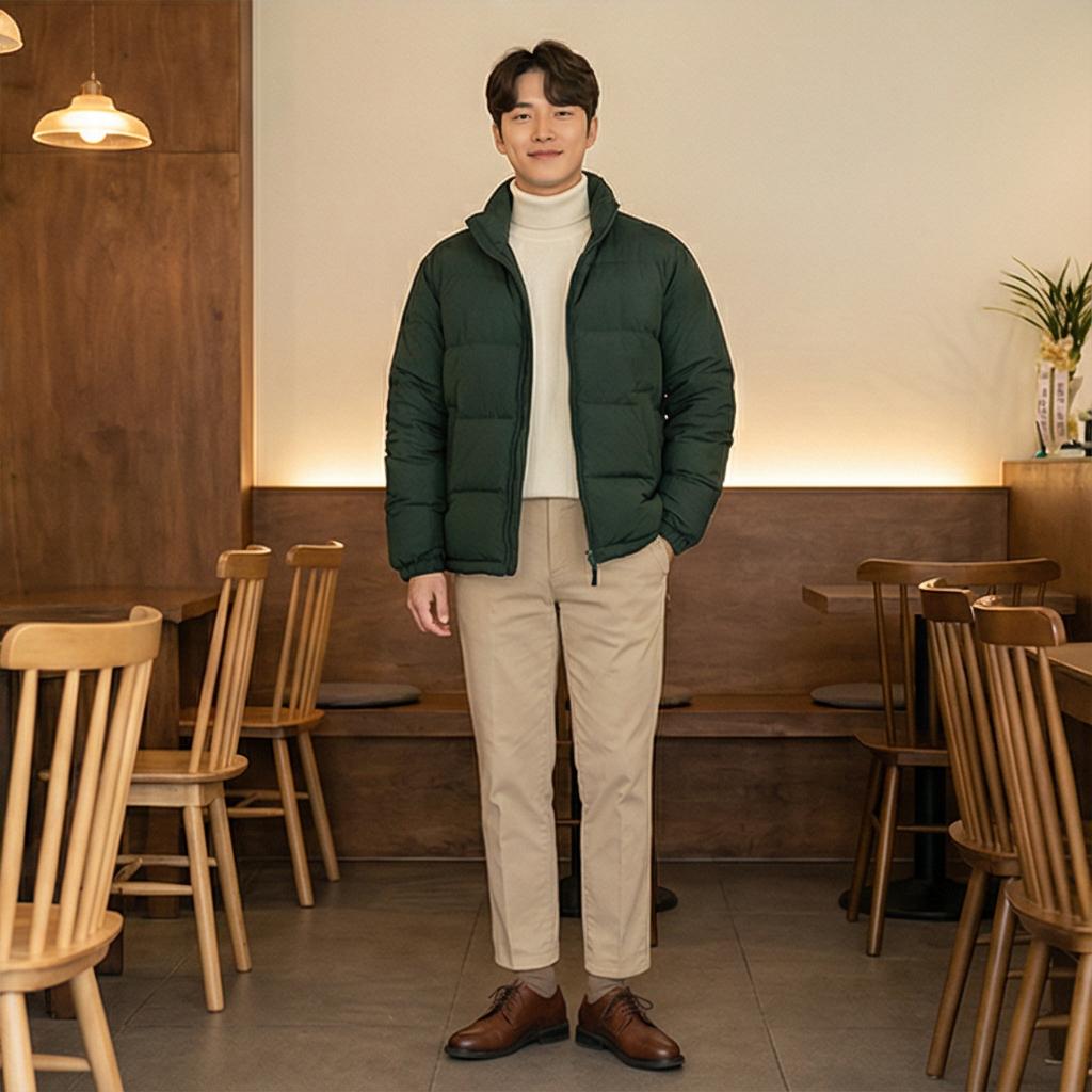 베이지 면바지: 부드러운 데이트룩