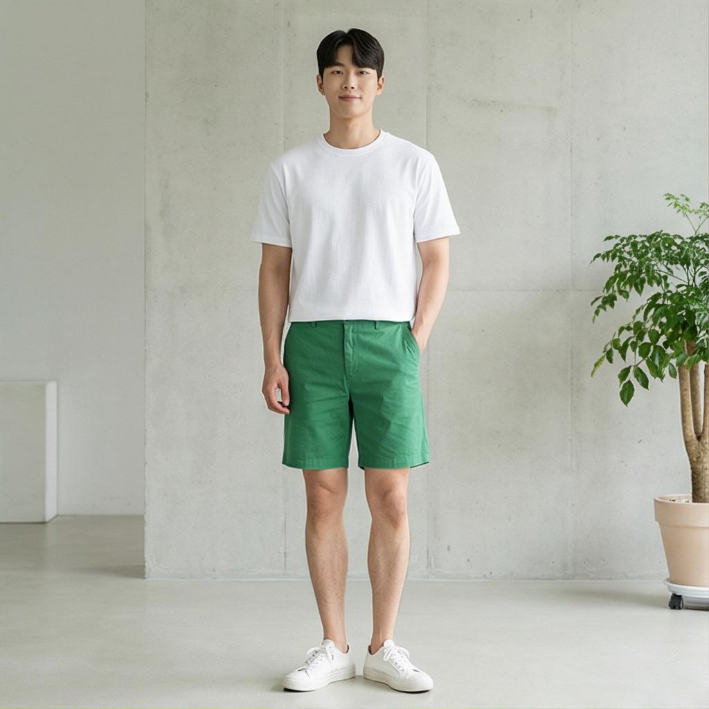 흰색 무지 티셔츠: 깔끔한 데일리룩