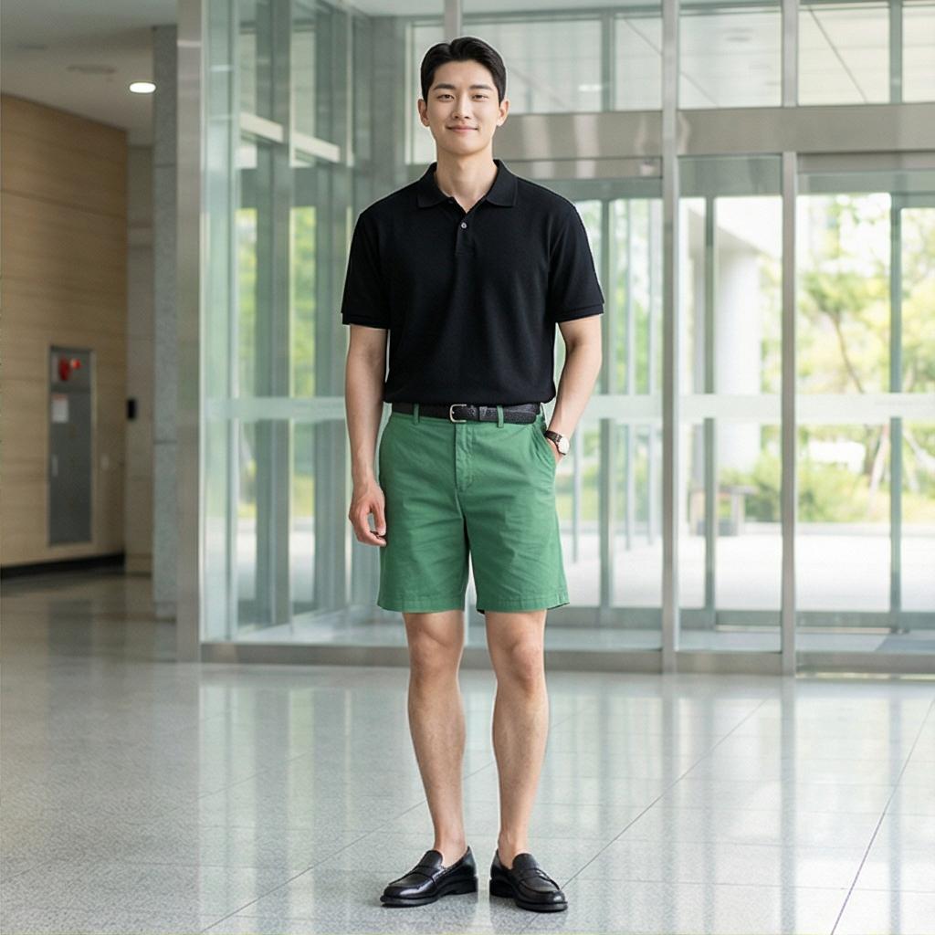 검정 피케 셔츠: 단정한 썸머 비즈니스 캐주얼룩