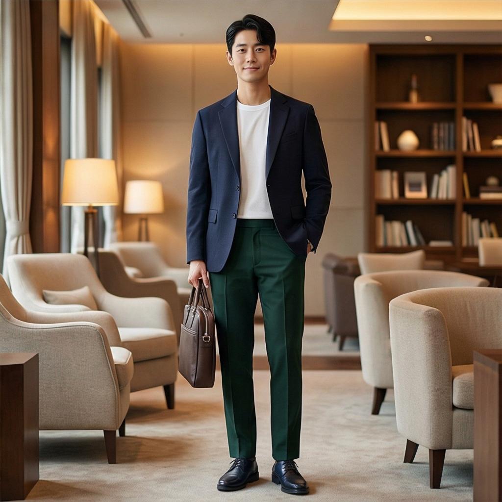 네이비 자켓: 지적인 하객룩