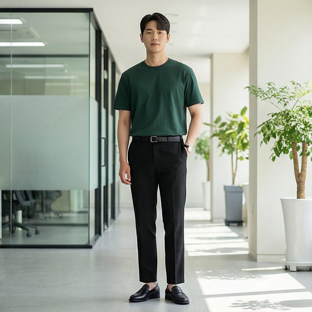 검정 슬랙스 : 단정한 비즈니스 캐주얼룩