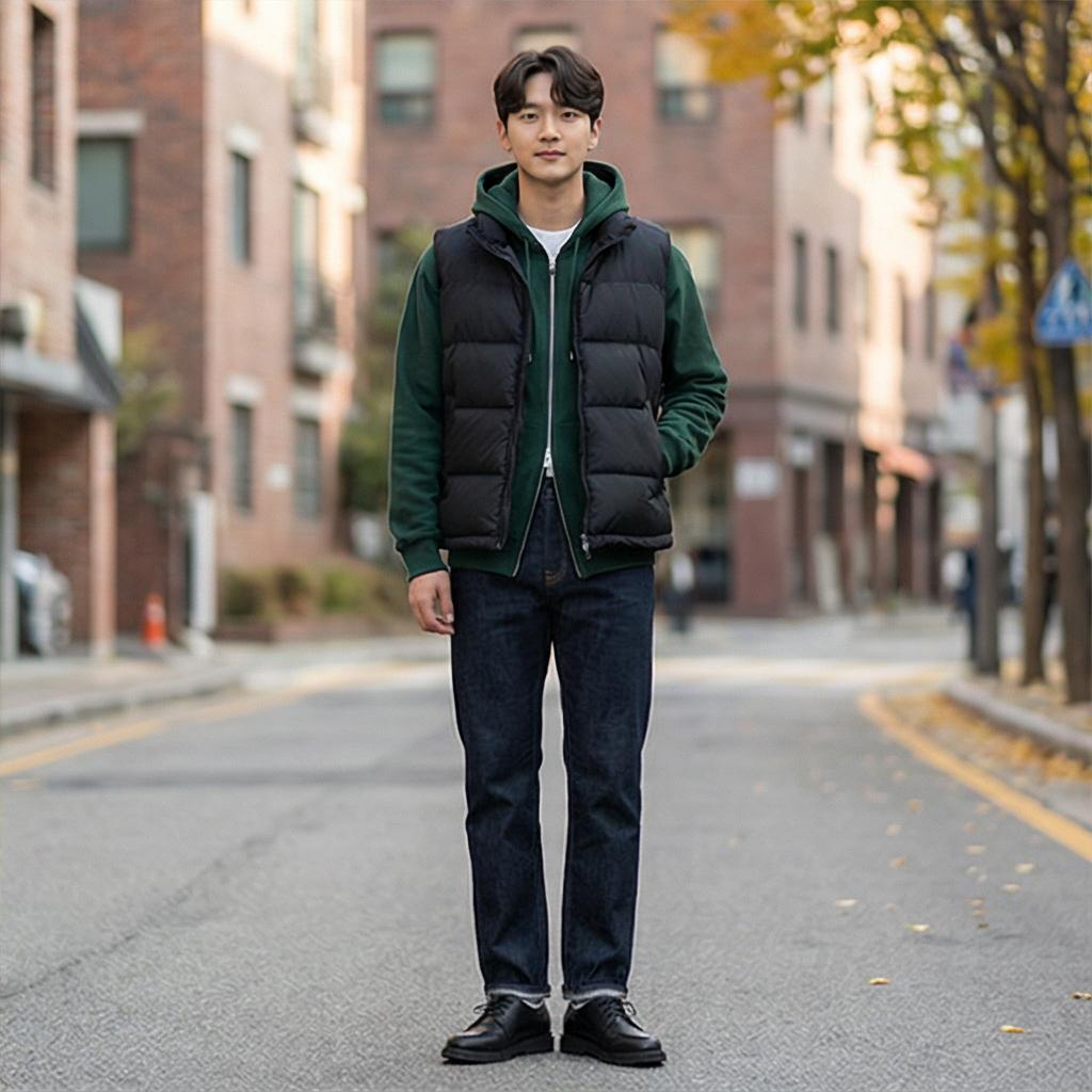 패딩 조끼 혹은 트렌치코트: 계절을 넘나드는 레이어드 스타일