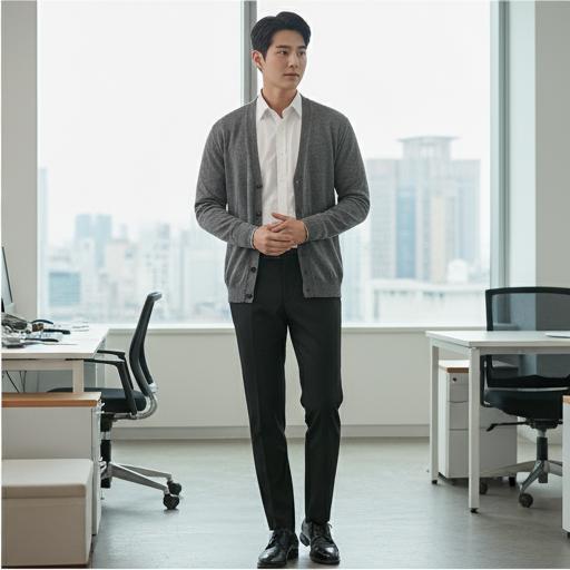 셔츠 & 검정 슬랙스: 비즈니스 캐주얼 스타일