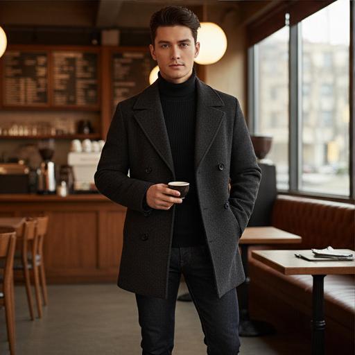 검정 목폴라: 보온성과 멋을 잡는 데이트 룩