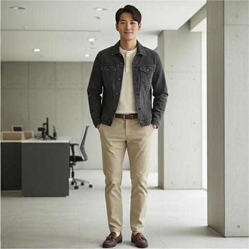 베이지색 치노 팬츠: 부드러운 비즈니스 캐주얼 스타일