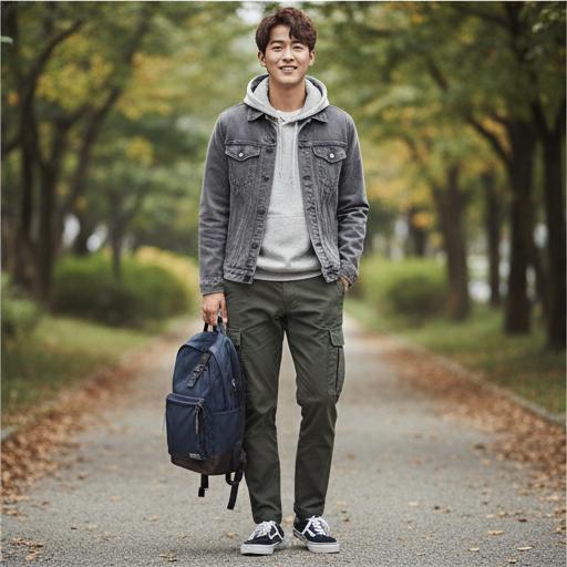 회색 후드티, 조거 팬츠: 활동적인 근교 나들이 룩