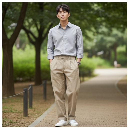 베이지색 와이드팬츠: 가벼운 데일리룩