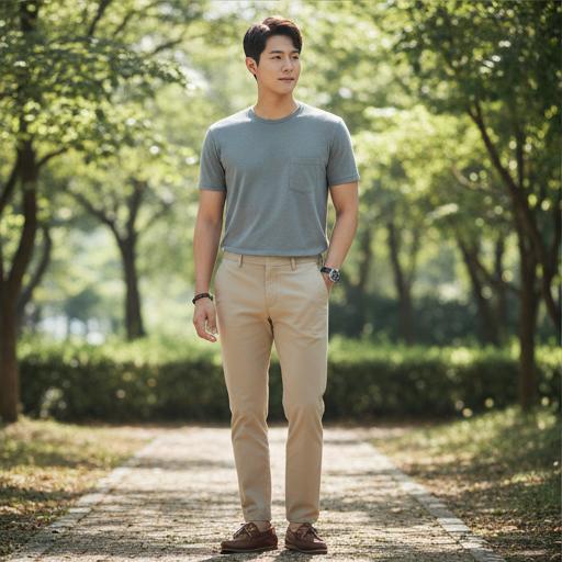 베이지 치노 팬츠: 부드럽고 편안한 인상을 주는 근교 나들이 룩